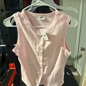Cotton On Light Pink Sleeveless Button-Down Shirt